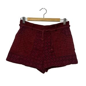 Pinko | Burgundy Eyelet Shorts